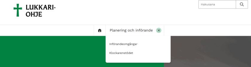Exempel på Klockarens öppnade huvudmeny.