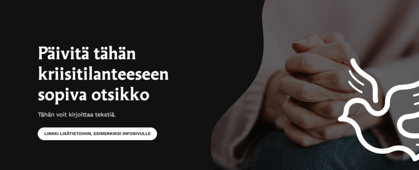 Kuvankaappaus etusivun ylätunnisteesta, jossa on musta taustaväri.