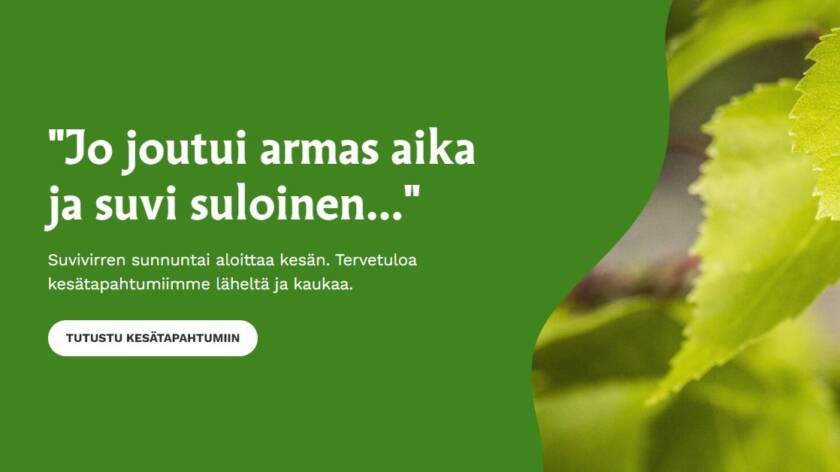 Esimerkkikuva sivuston etusivun hero-elementistä.