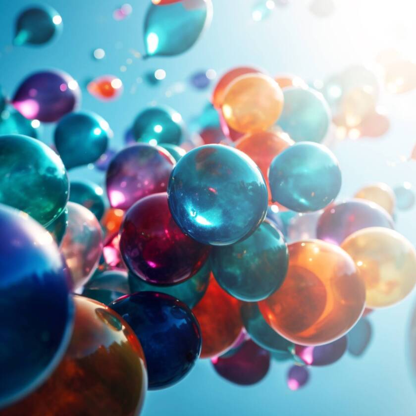 Bubblor i olika färger.